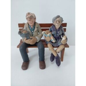 D. Manning Limited Edition Clay Figure Grandma & Grandpa On Bench w/ Grandbabies